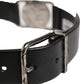 Men Black Classic Leather Metal Buckle Belt