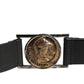 Men Black Classic Leather Metal Buckle Belt