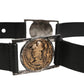 Men Black Classic Leather Metal Buckle Belt