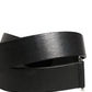 Men Black Classic Leather Metal Buckle Belt