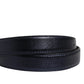 Men Black Classic Leather Square Buckle Belt