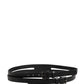 Black Double Strap Leather Silver Buckle Belt