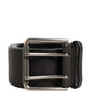 Men Black Classic Leather Metal Buckle Belt