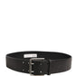Men Black Classic Leather Metal Buckle Belt