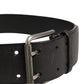 Men Black Classic Leather Metal Buckle Belt