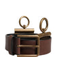 Men Brown Classic Leather Metal Buckle Belt
