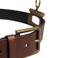 Men Brown Classic Leather Metal Buckle Belt