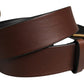 Men Brown Classic Leather Metal Buckle Belt