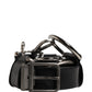 Black Calf Leather Silver Metal Buckle Belt