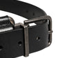 Black Calf Leather Silver Metal Buckle Belt