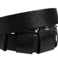 Black Calf Leather Silver Metal Buckle Belt