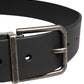 Men Black Classic Leather Metal Buckle Belt
