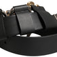 Men Black Classic Leather Metal Buckle Belt
