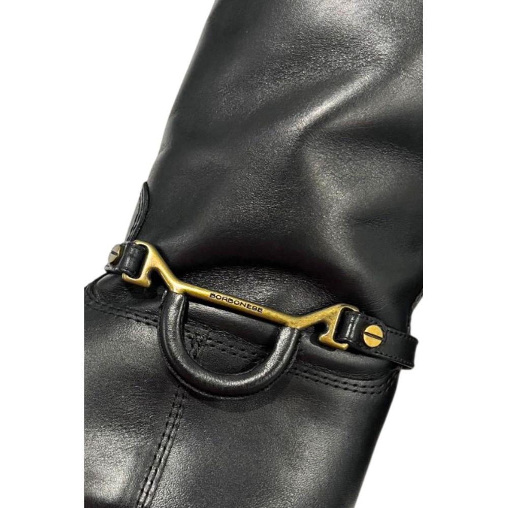 Black Leather Women Boot