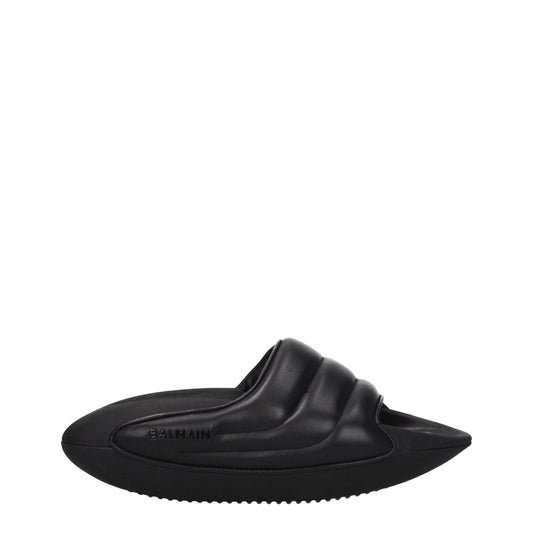 Black Leather Slippers