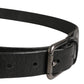Men Black Calfskin Leather Metal Buckle Belt