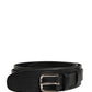 Men Black Classic Leather Metal Buckle Belt