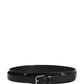 Men Black Classic Leather Metal Buckle Belt