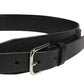 Men Black Classic Leather Metal Buckle Belt