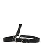 Black Double Strap Leather Silver Buckle Belt