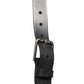 Black Double Strap Leather Silver Buckle Belt