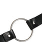 Black Double Strap Leather Silver Buckle Belt