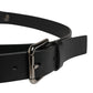 Men Black Calfskin Leather Metal Buckle Belt