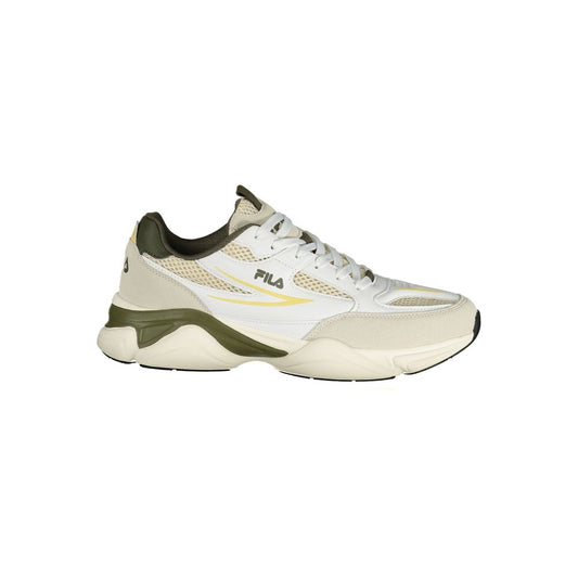 White Polyester Athletic Sneakers