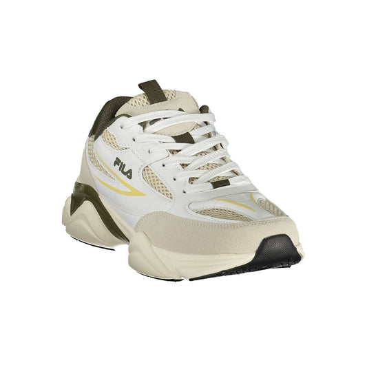 White Polyester Athletic Sneakers