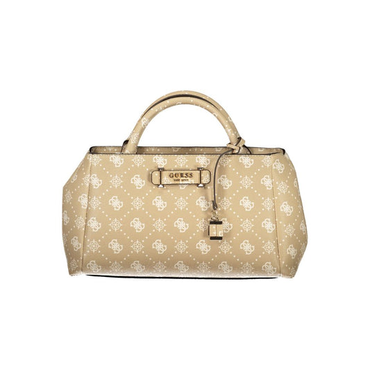 Beige Polyurethane Women Handbag