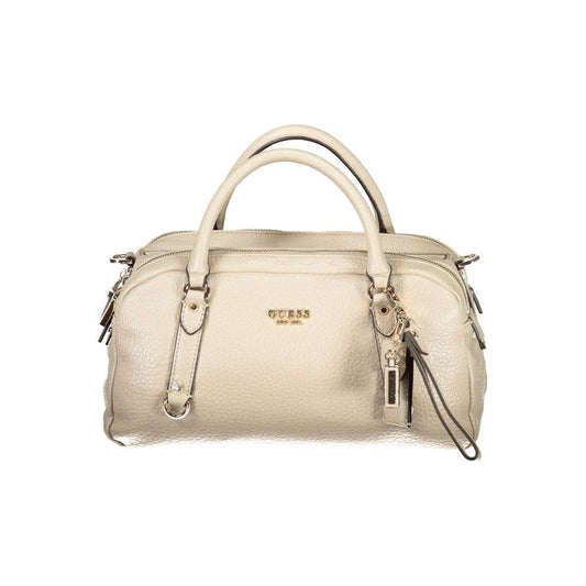 Beige Polyurethane Women's Handbag