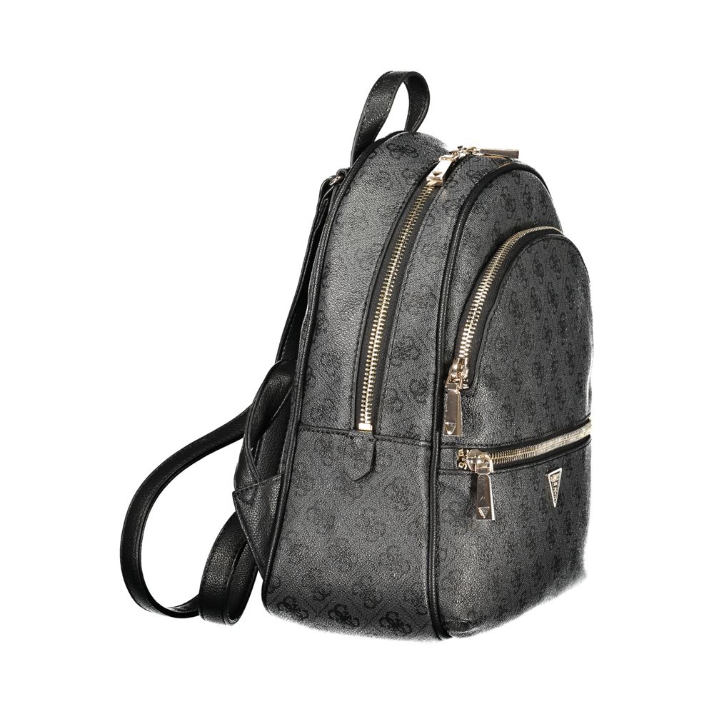 Black Polyurethane Women Backpack