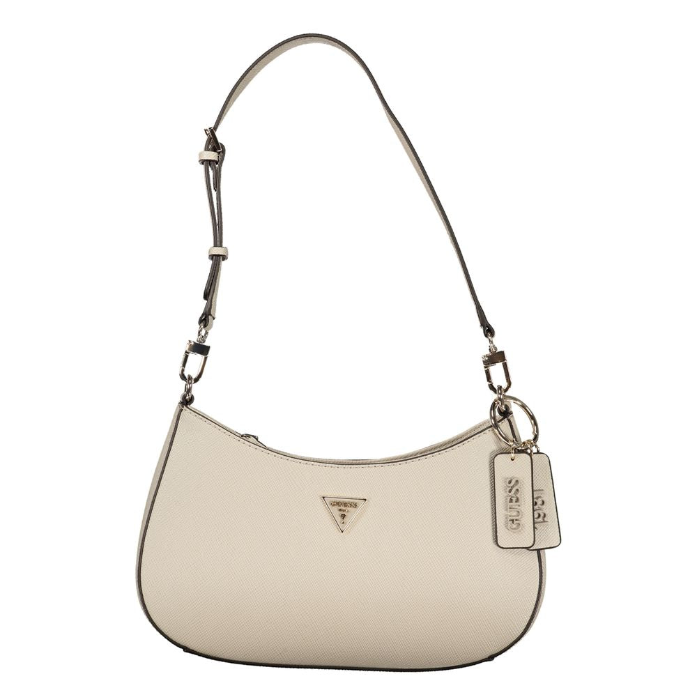 Beige Polyurethane Women's Handbag