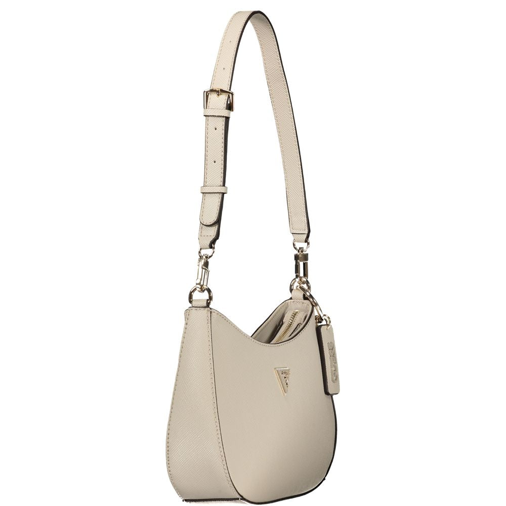 Beige Polyurethane Women's Handbag