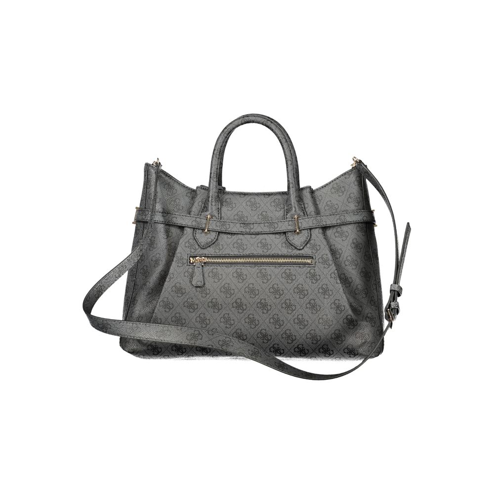 Black Polyurethane Women Handbag