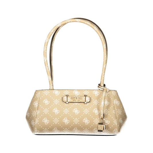 Beige Polyurethane Women Handbag