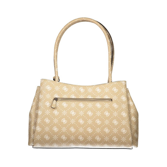 Beige Polyurethane Women Handbag