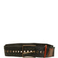 Men Black Wide Leather DG Metal Buckle Belt