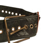 Men Black Wide Leather DG Metal Buckle Belt