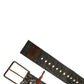 Men Black Wide Leather DG Metal Buckle Belt