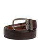 Men Brown Classic Leather Metal Buckle Belt