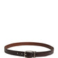 Men Brown Classic Leather Metal Buckle Belt