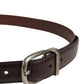 Men Brown Classic Leather Metal Buckle Belt