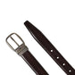 Men Brown Classic Leather Metal Buckle Belt