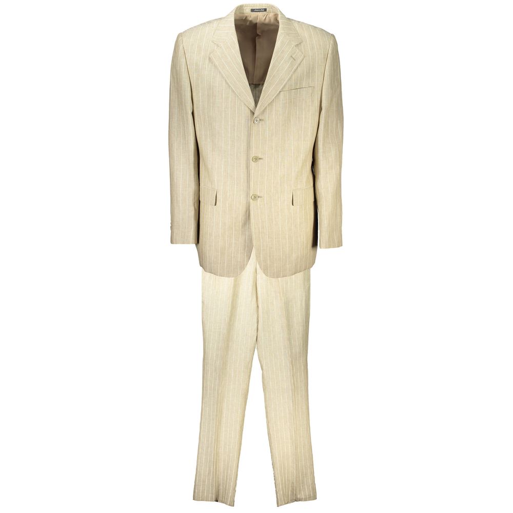 Beige Polyester Mens Suit Jacket