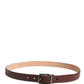 Men Brown Goatskin Leather Metal Buckle Belt
