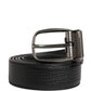 Men Black Classic Leather Metal Buckle Belt