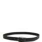 Men Black Classic Leather Metal Buckle Belt