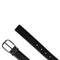 Men Black Classic Leather Metal Buckle Belt