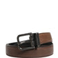 Men Brown Classic Leather Metal Buckle Belt